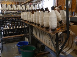 Freshly spun yarn waiting to be steamed