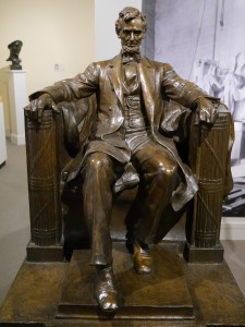 For his sculpture of Lincoln, D.C. French used a life cast of one of Lincoln's hands, but substituted a cast of one of his own hands for the other.  Can you guess which one?