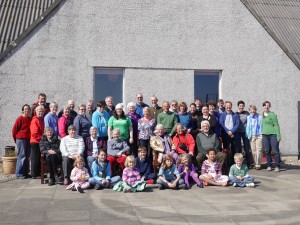 The residents of MacLeod Center gather before Easter dinner.