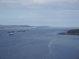 Approaching Edinburgh from the north, along the Firth of Forth