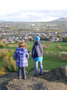 Looking north toward new portions of Edinburgh from our perch at Holyrood Park