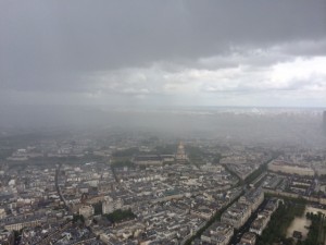 A rain squall sweeps toward Napoleon's Tomb