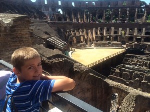 Inside view of Colosseum, with the wooden floor and special animal pens and staging underneath